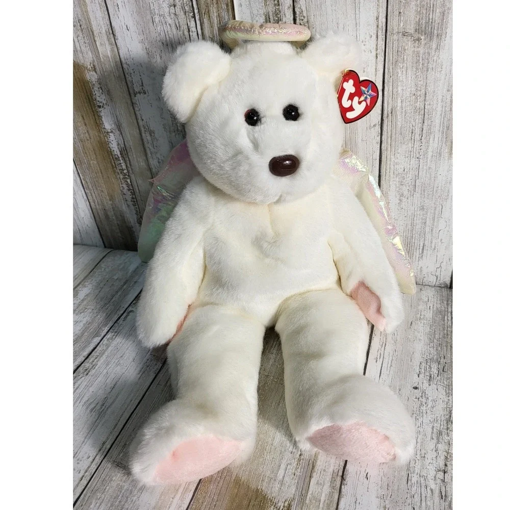 Ty Beanie Buddies Plush Bear Lot Peace Tie-Dye Halo Angel 1999 Holiday Teddy 3pc